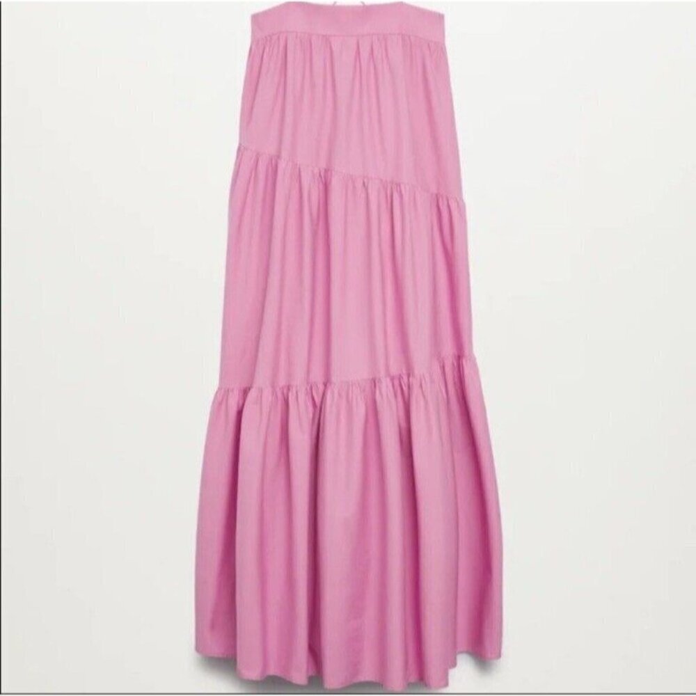 NWT MNG Mango ORGANIC COTTON Pink Sleeveless Parachute Maxi Dress Sz 8 - Picture 7 of 16